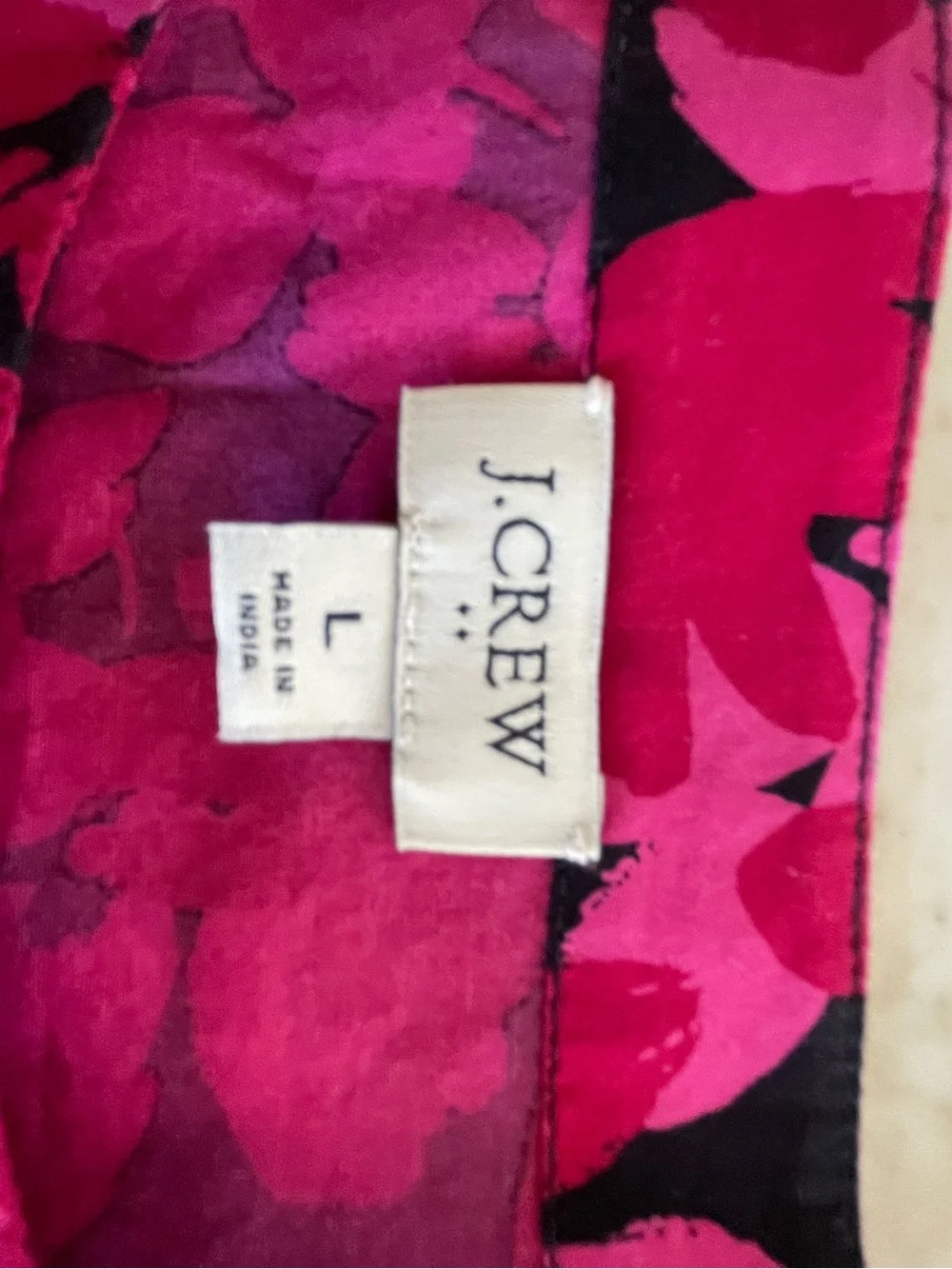 J. Crew Pink and Black Floral Short Sleeve Top